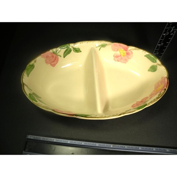 Vintage Franciscan Desert Rose Divided Ceramic Floral Serving Dish With Pink Flo - Picture 12 of 16